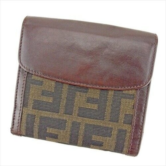 Authentic Fendi Wallet Bifold Trifold Folding wallet Zucca  Used - Picture 1 of 10